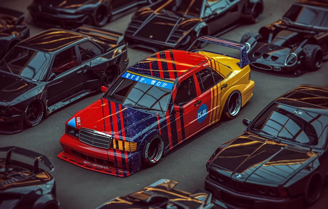 Photo wallpaper Parking, car, Dare To Be Different