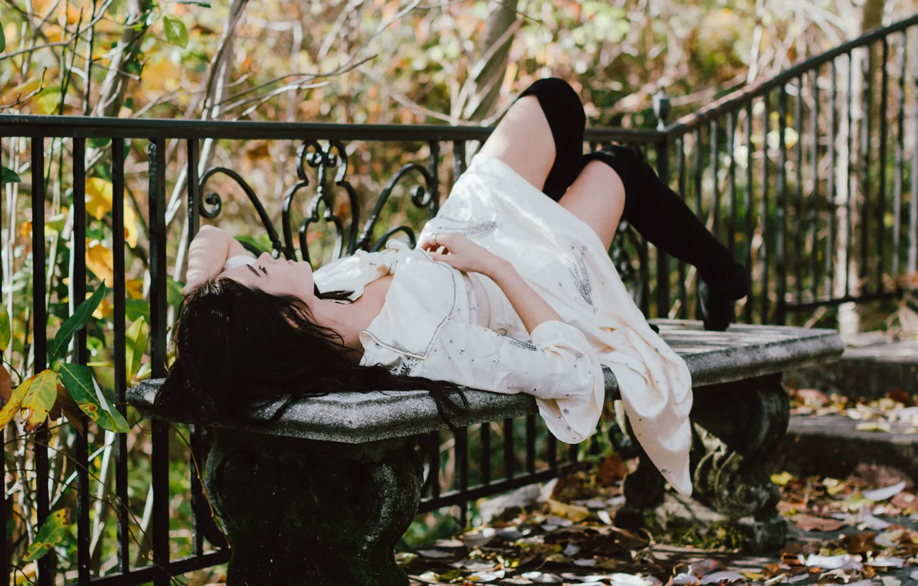 Photo wallpaper girl, dress, lies