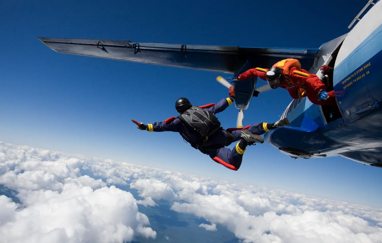 Photo wallpaper the sky, jump, sport, horizon, extreme, the plane, sky, jump