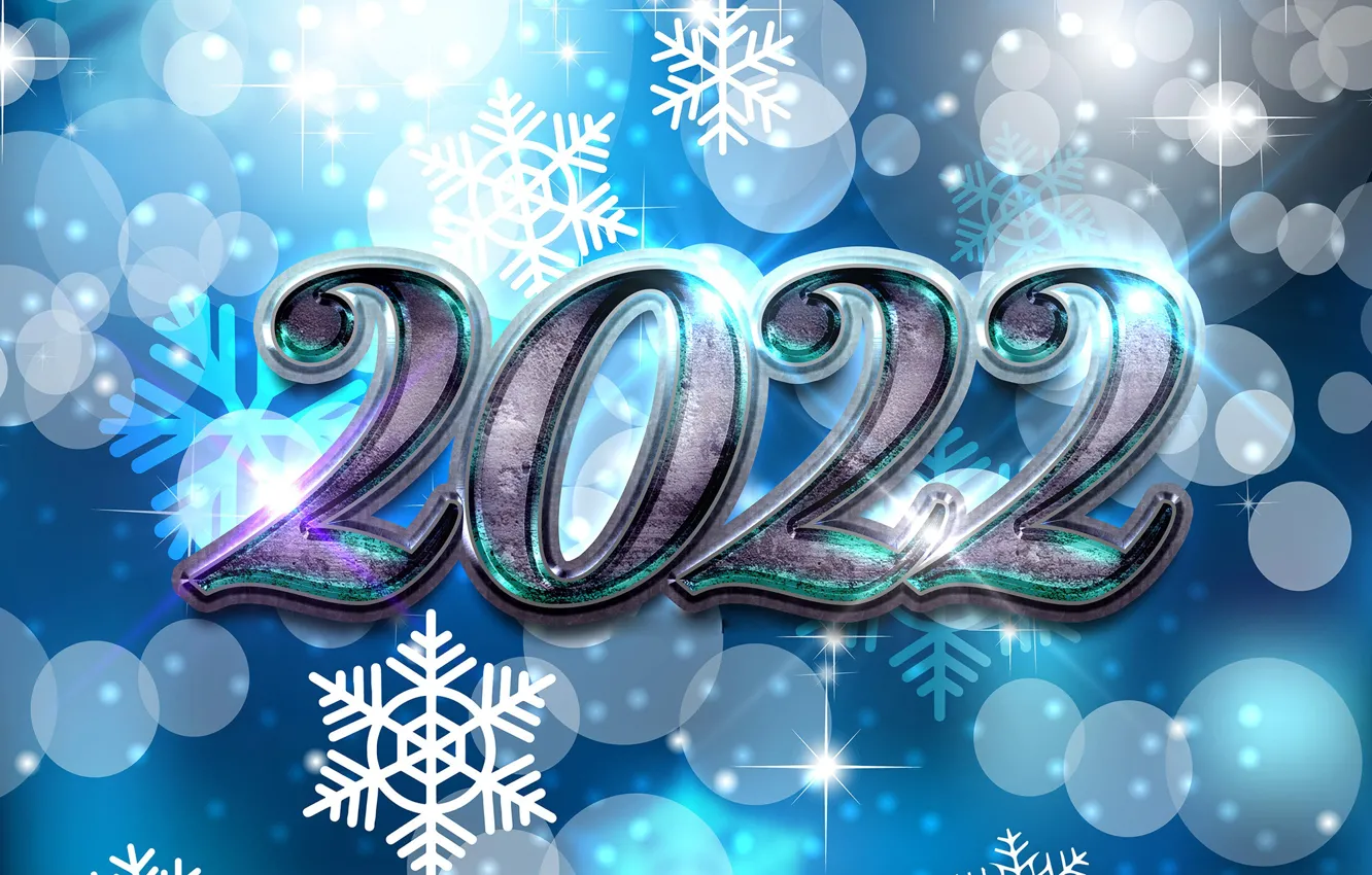 Photo wallpaper winter, snowflakes, background, figures, New year, new year, 2022
