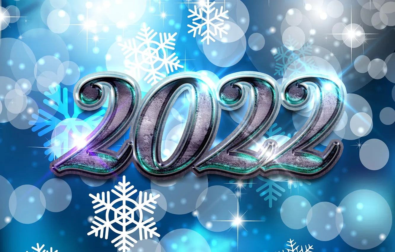 Photo wallpaper winter, snowflakes, background, new year, figures, New Year, 2022