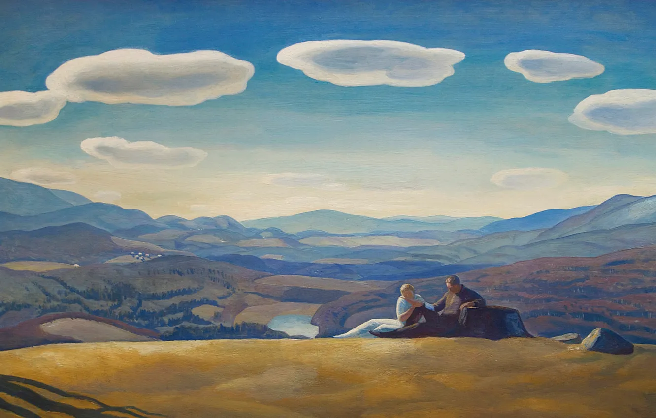 Photo wallpaper clouds, landscape, mountains, picture, Nirvana, Rockwell Kent, Rockwell Kent