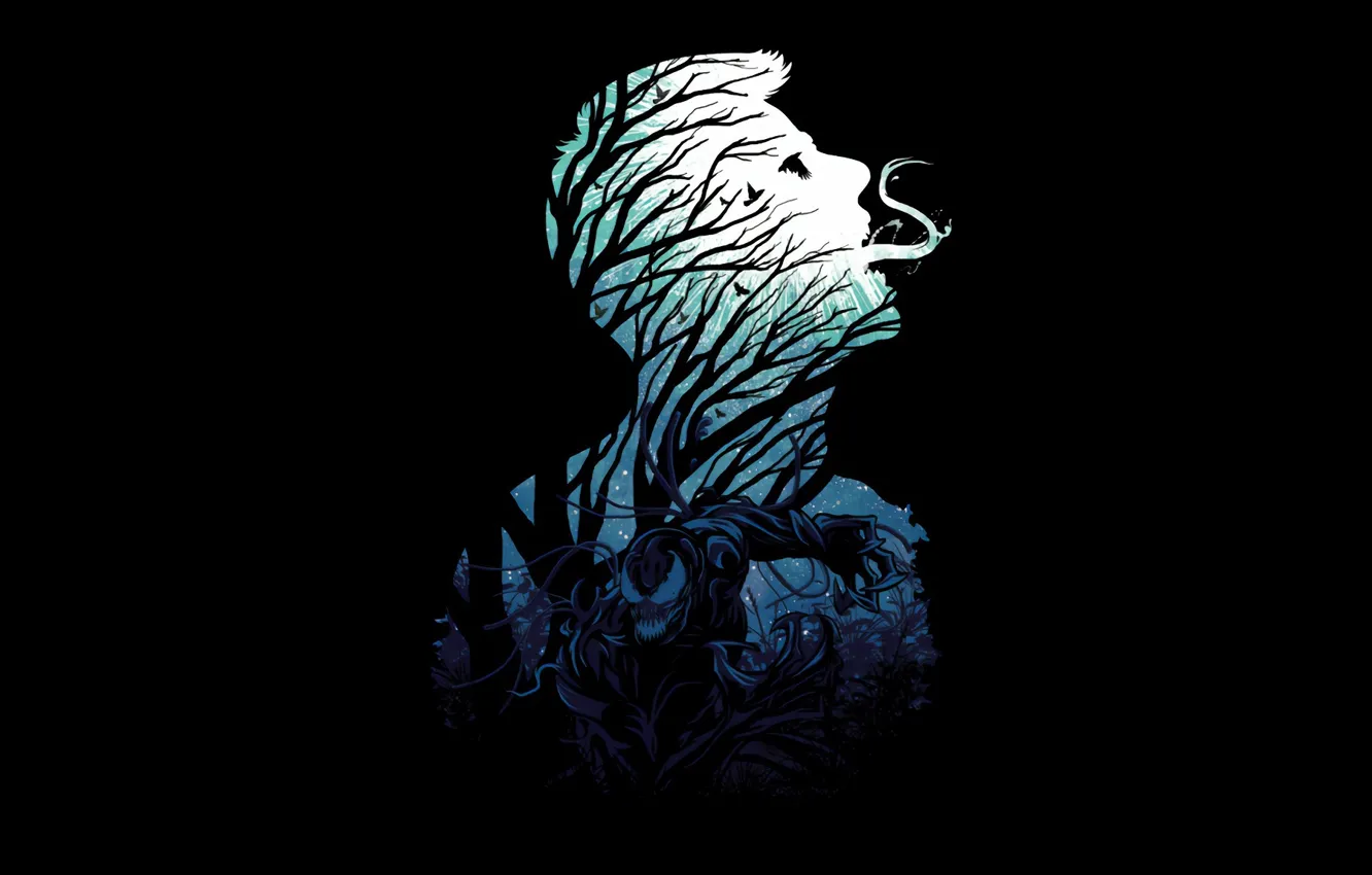 Photo wallpaper forest, minimalism, Venom, Venom, Symbiote, Eddie Brock