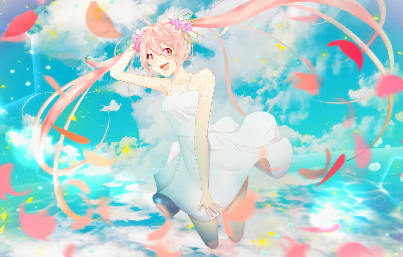 Photo wallpaper water, girl, vocaloid, hatsune miku