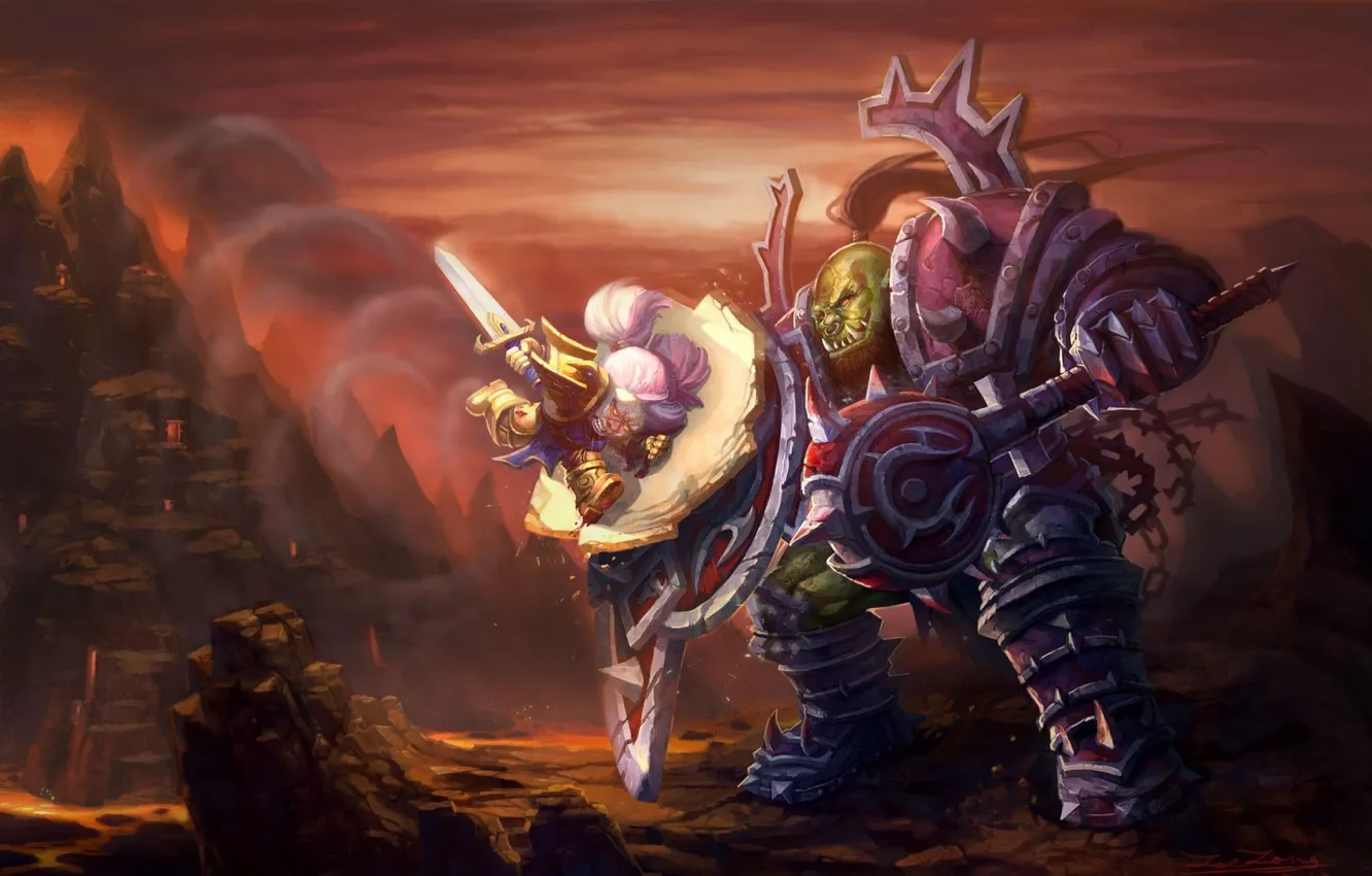 Photo wallpaper warrior, dwarf, Orc, wow, paladin, world of warcraft