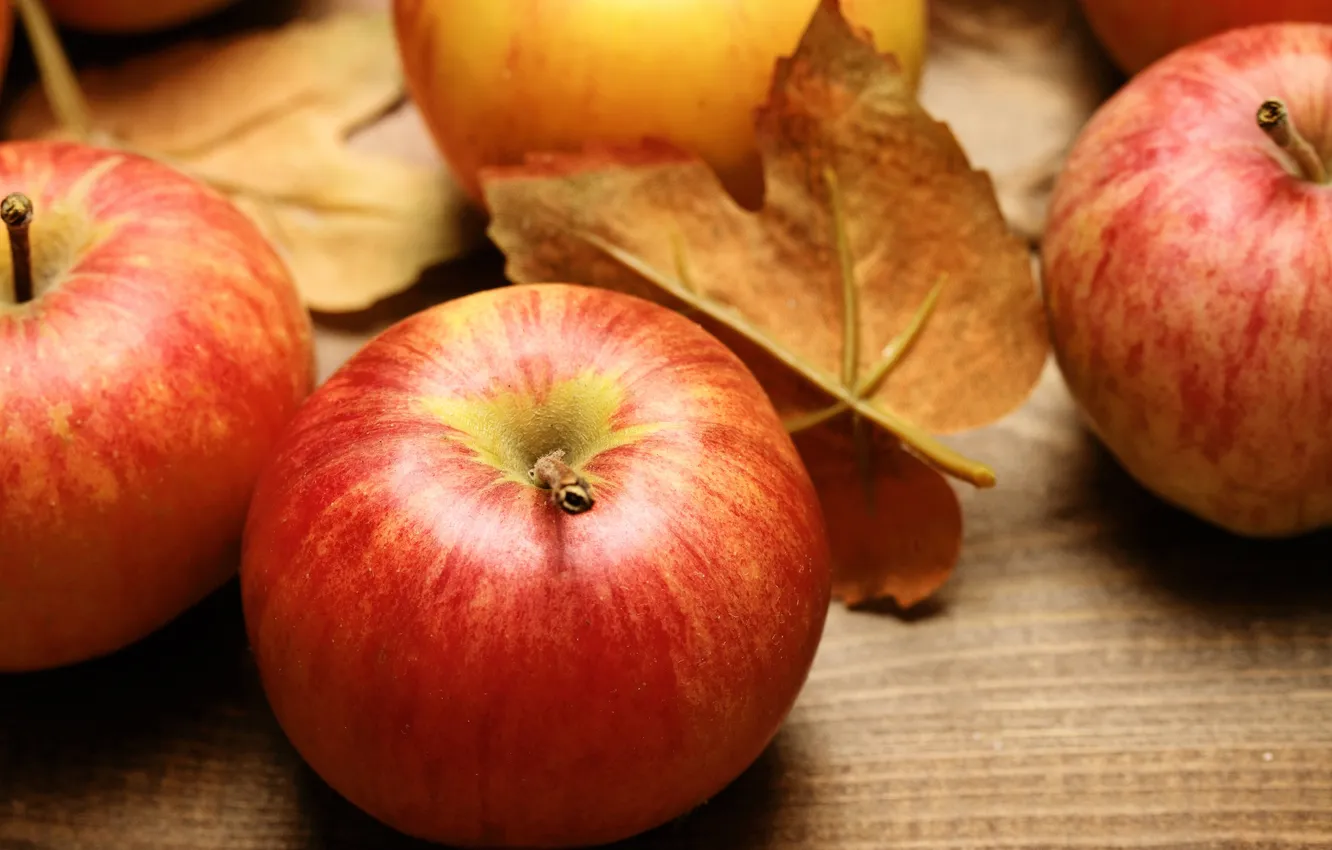 Photo wallpaper apples, fruit, leaves