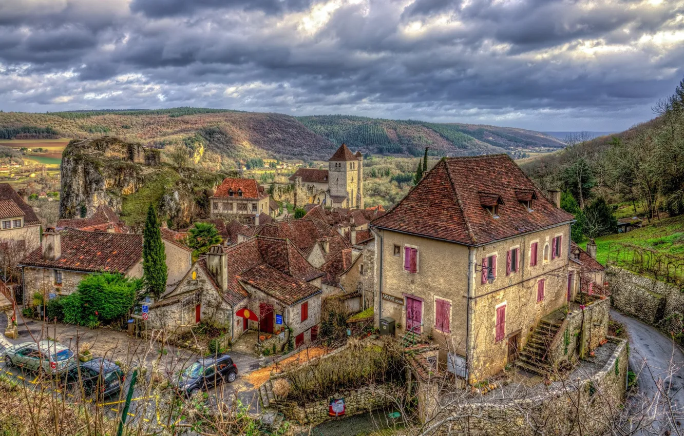 Photo wallpaper clouds, home, panorama