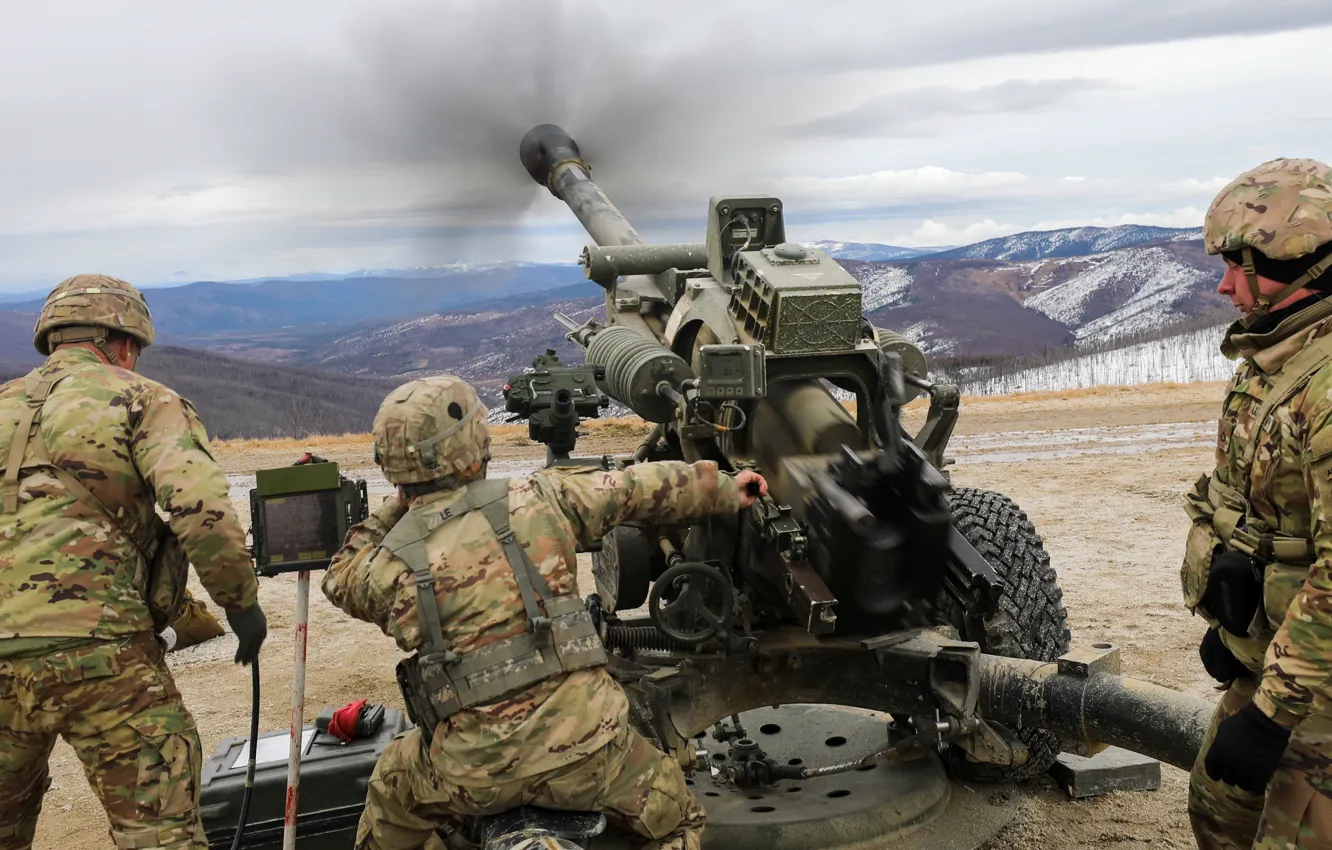Photo wallpaper army, gun, M119 105mm Howitzers