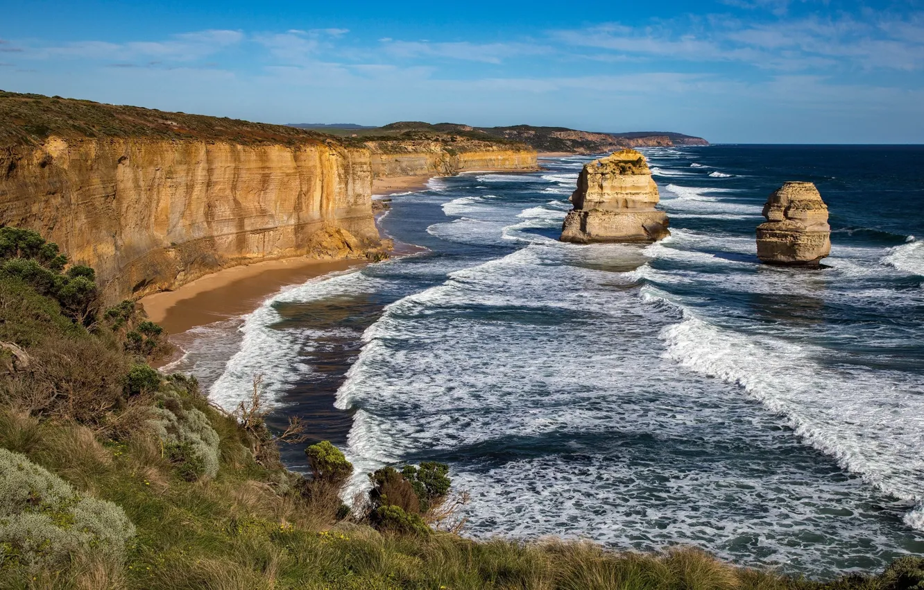 Photo wallpaper sea, landscape, nature, the ocean, rocks, coast, beauty