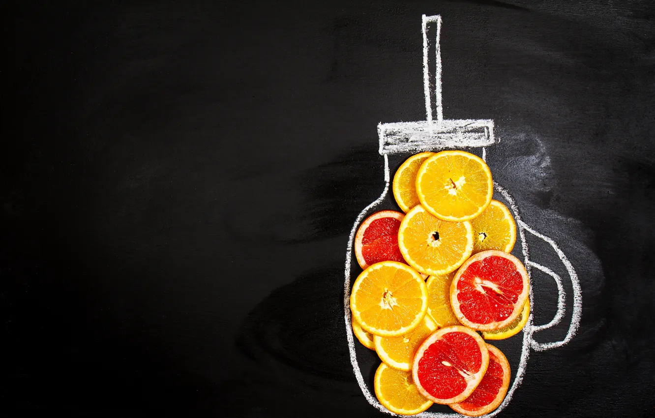 Photo wallpaper figure, orange, citrus, slices