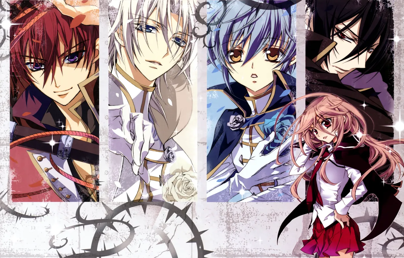 Photo wallpaper look, guys, art, pink hair, aya shouoto, seiran asagi, kaede higa, kiss of rose princess