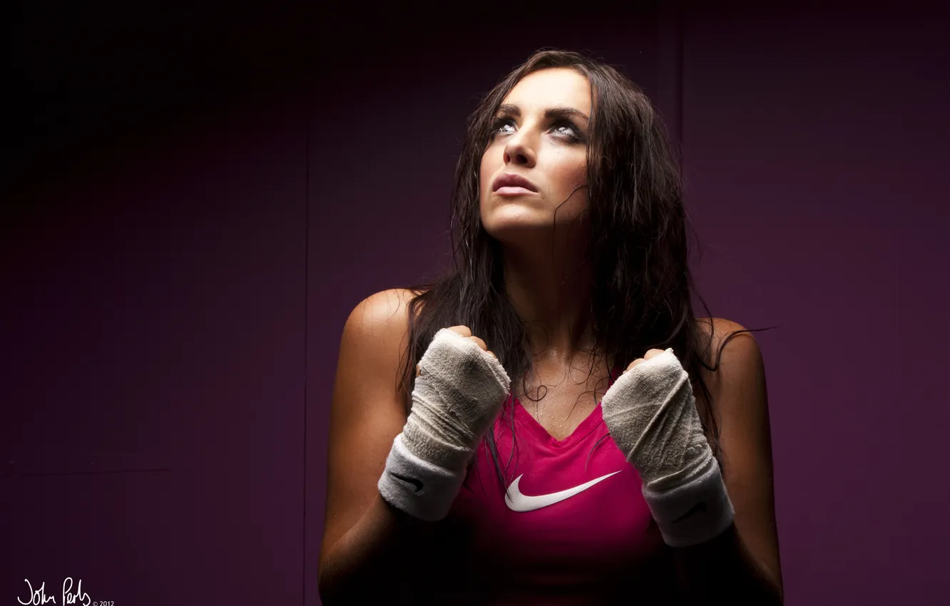 Photo wallpaper woman, Nike, boxing