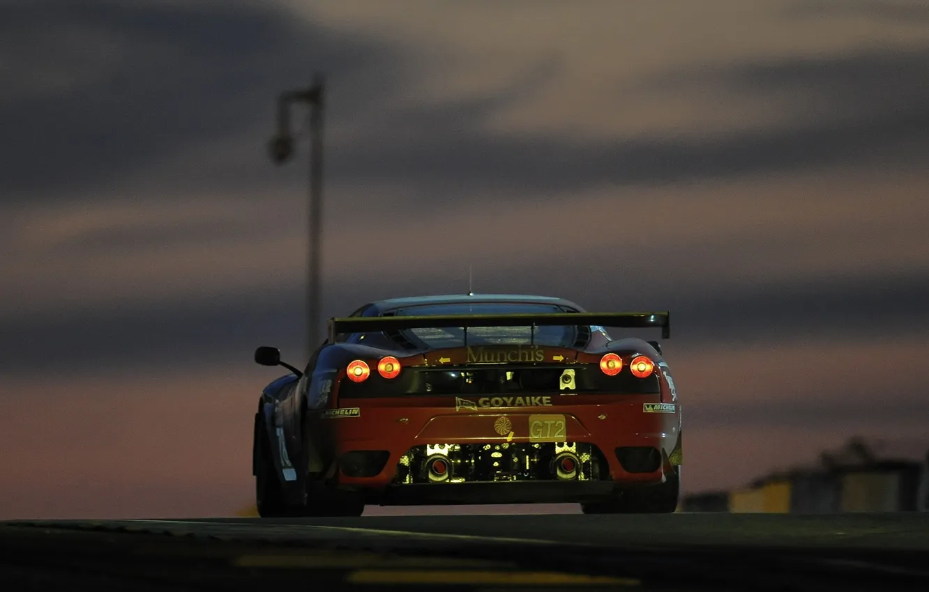 Photo wallpaper sunset, beauty, F430 GT, track lights