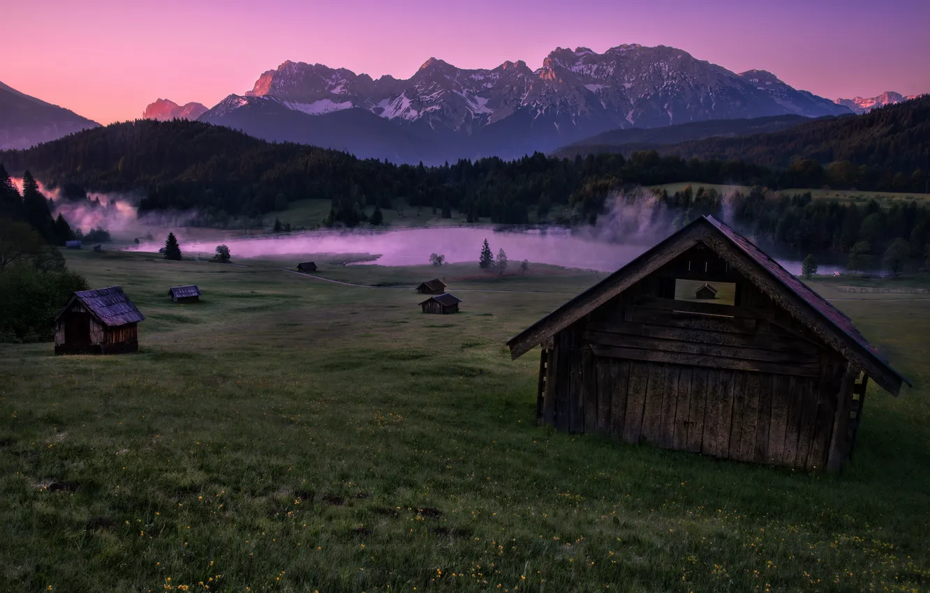 Photo wallpaper landscape, mountains, night, home