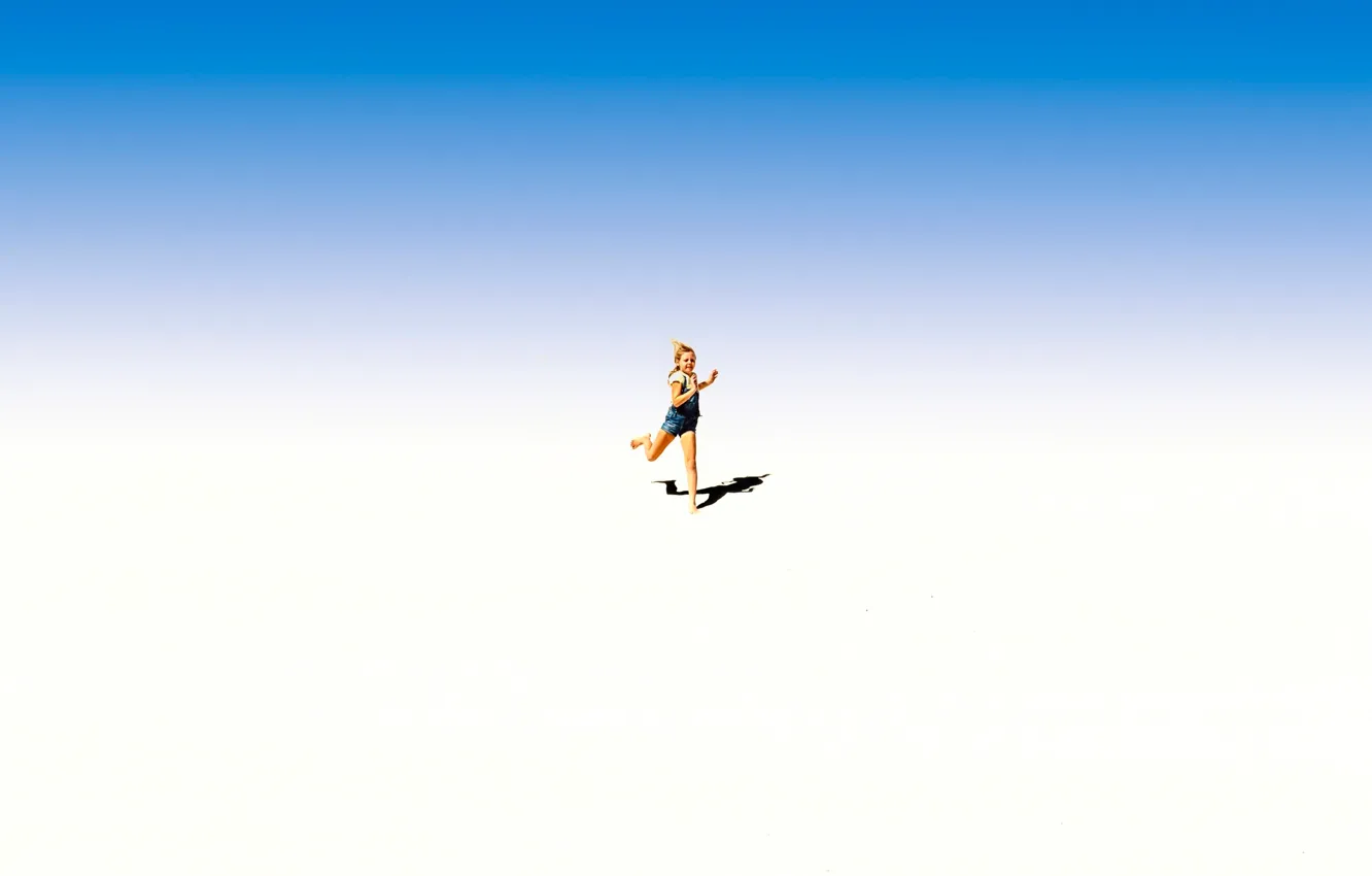 Photo wallpaper shadow, running, girl