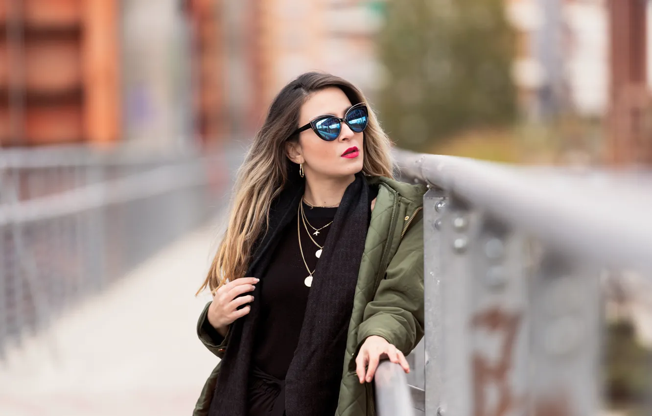 Photo wallpaper girl, model, glasses, bokeh, Vanessa