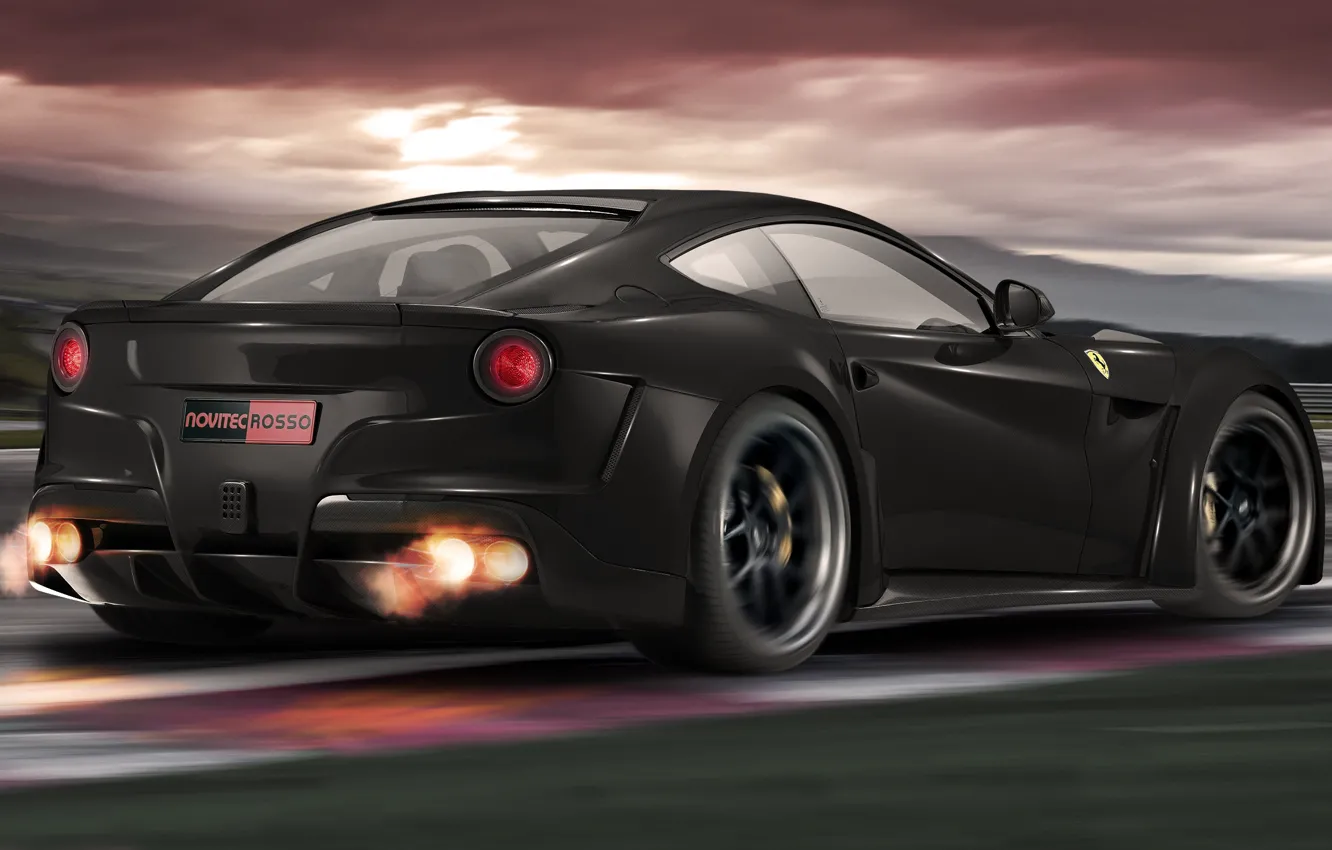 Photo wallpaper Ferrari, Ferrari, Carbon, Speed, Berlinetta, F12, Novitec Rosso, Track