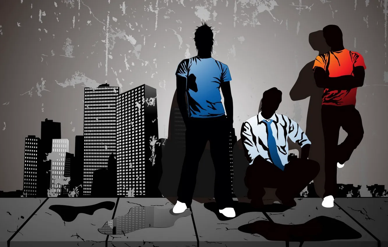 Photo wallpaper the city, grey, vector, guy