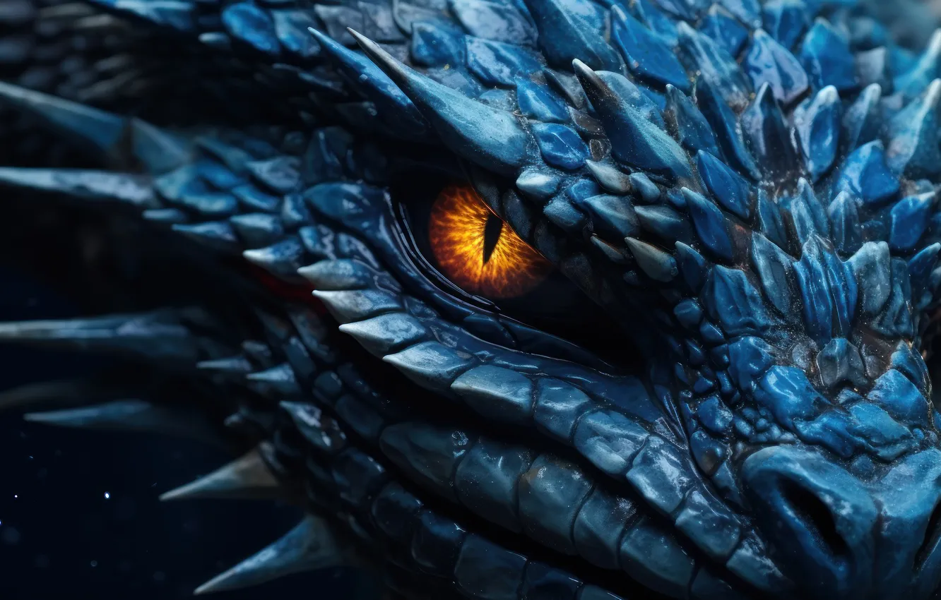 Photo wallpaper eyes, look, face, dragon, AI art, neural network