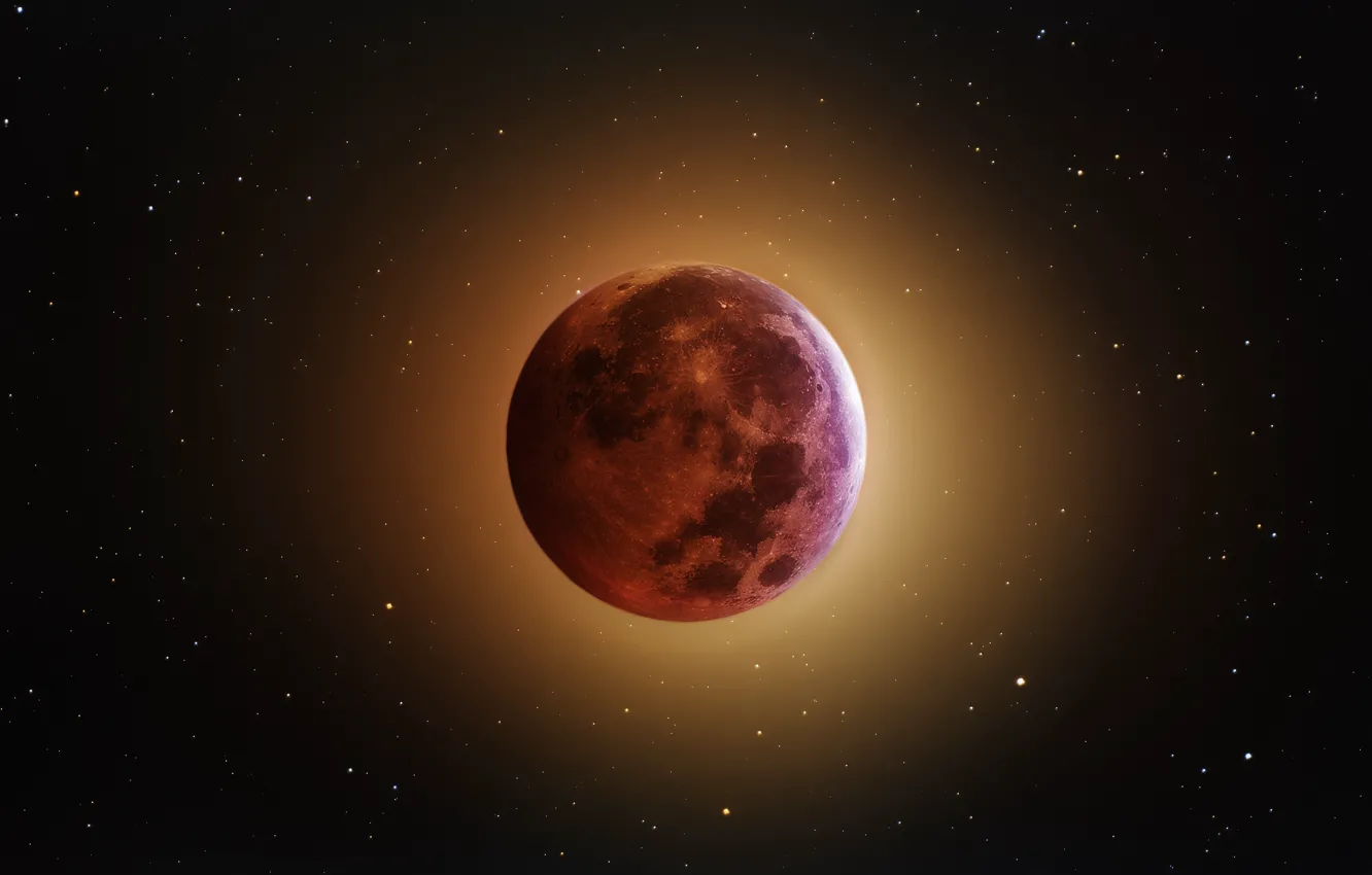 Photo wallpaper space, stars, light, the moon, Eclipse