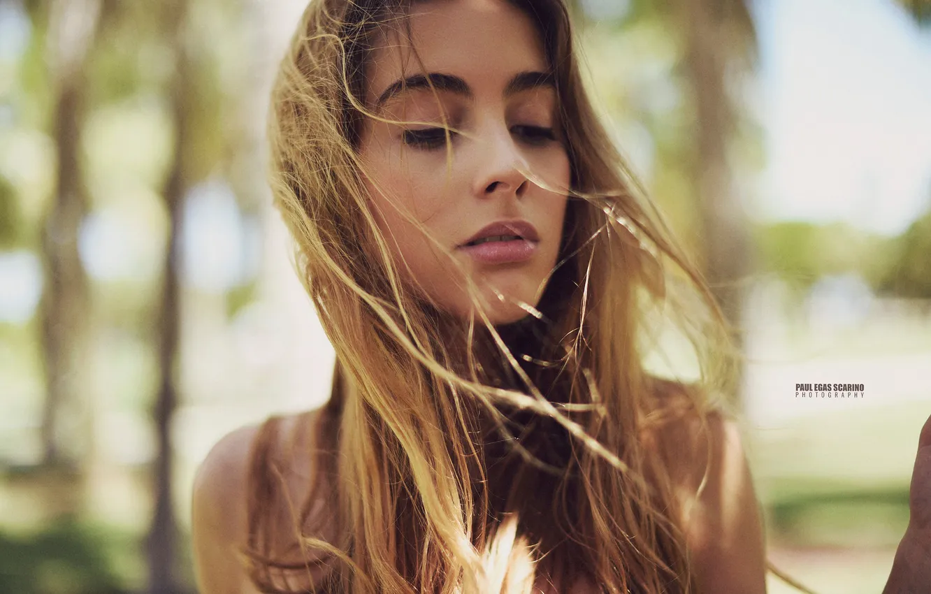 Photo wallpaper the sun, pose, model, portrait, makeup, hairstyle, blonde, bokeh