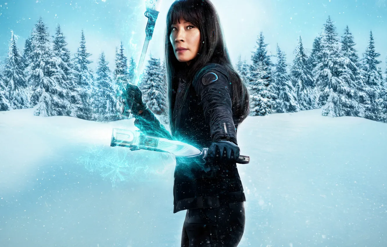 Photo wallpaper winter, forest, girl, ate, Comedy, 2024, Red One