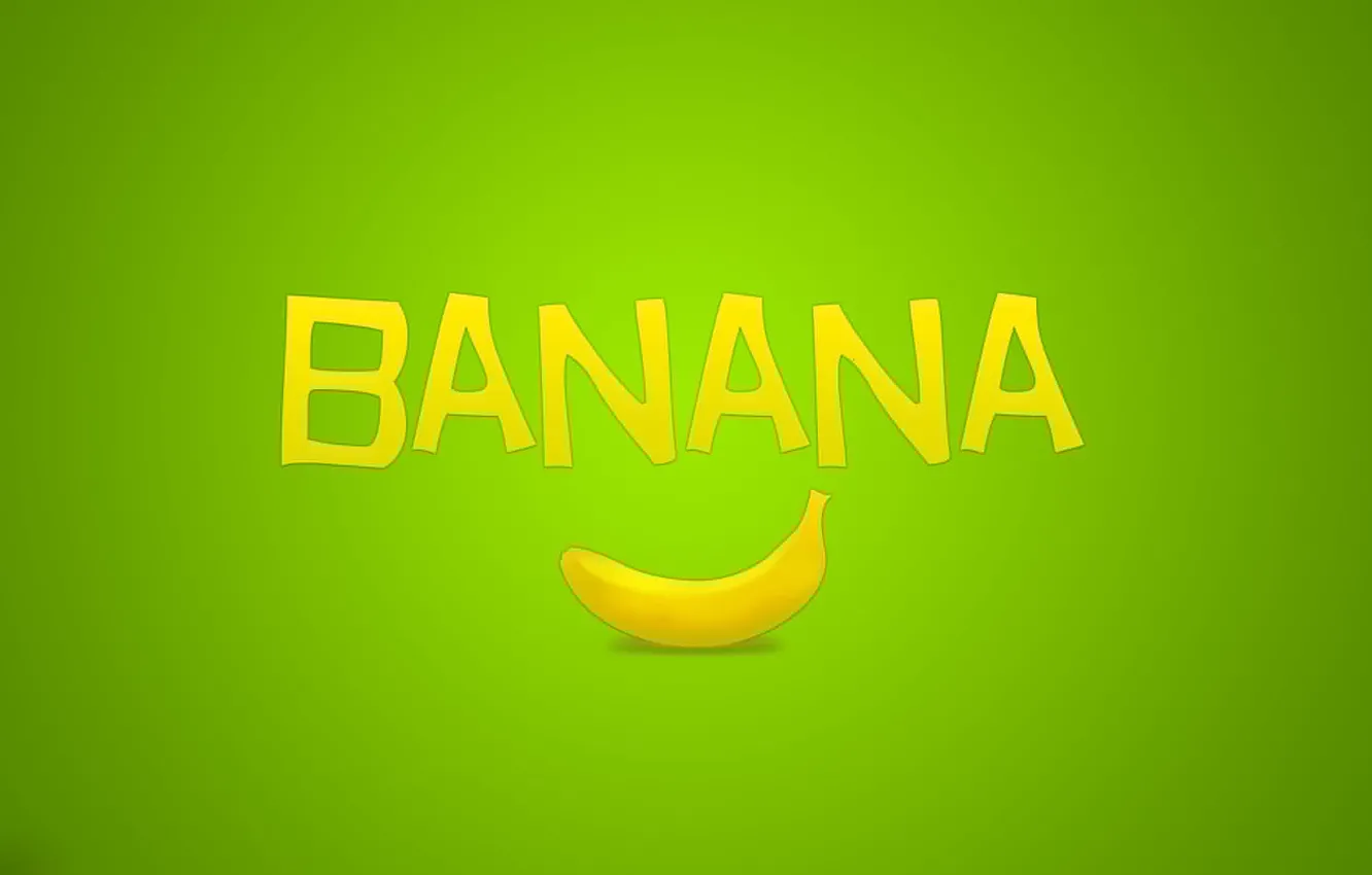 Photo wallpaper green, the inscription, minimalism, bananas, fruit
