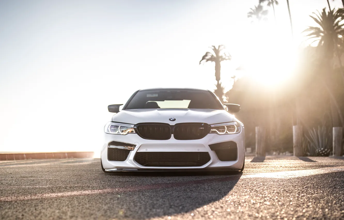 Photo wallpaper BMW, Front, Sunset, White, F90