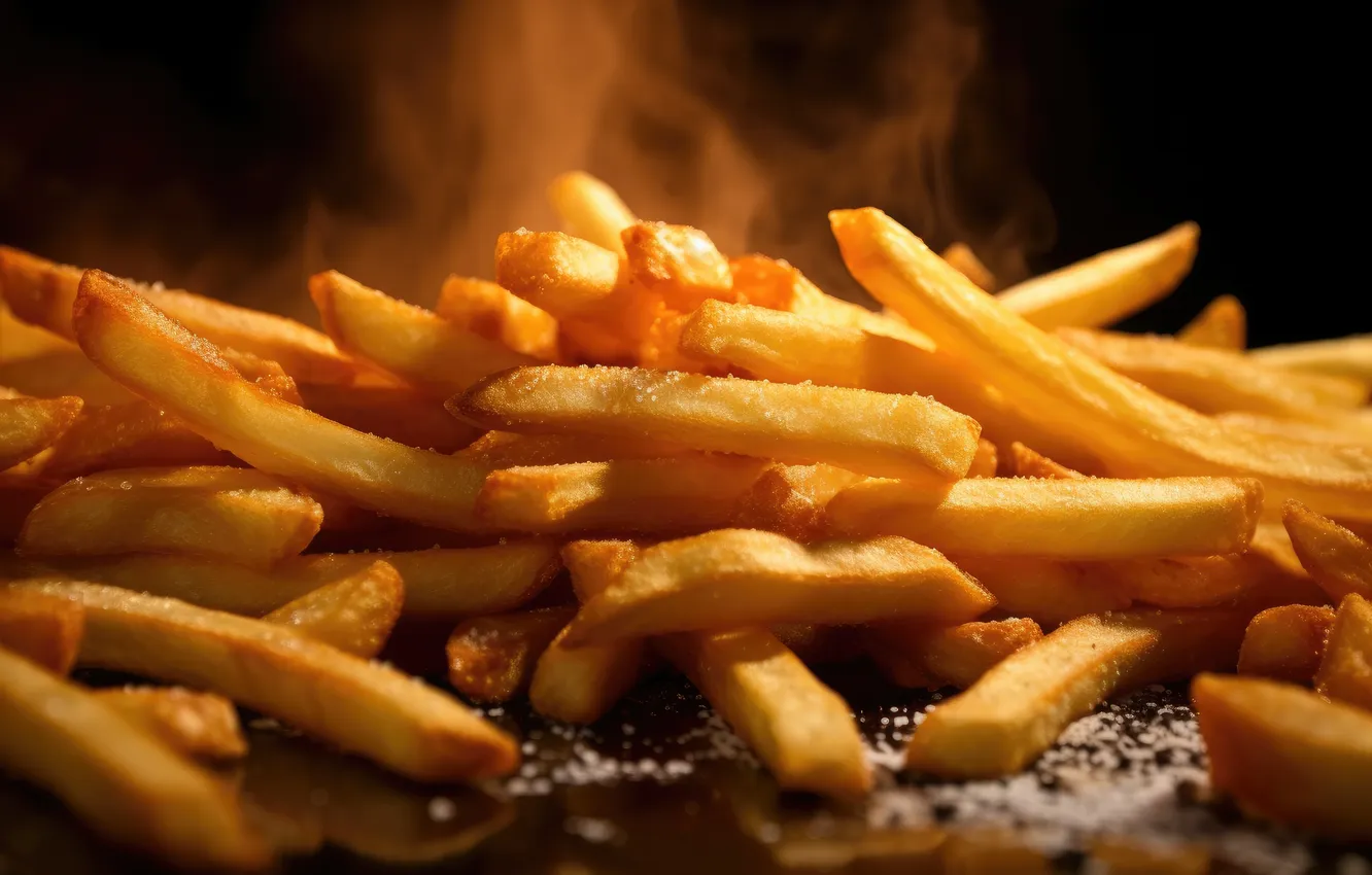 Photo wallpaper potatoes, french fries, steaming