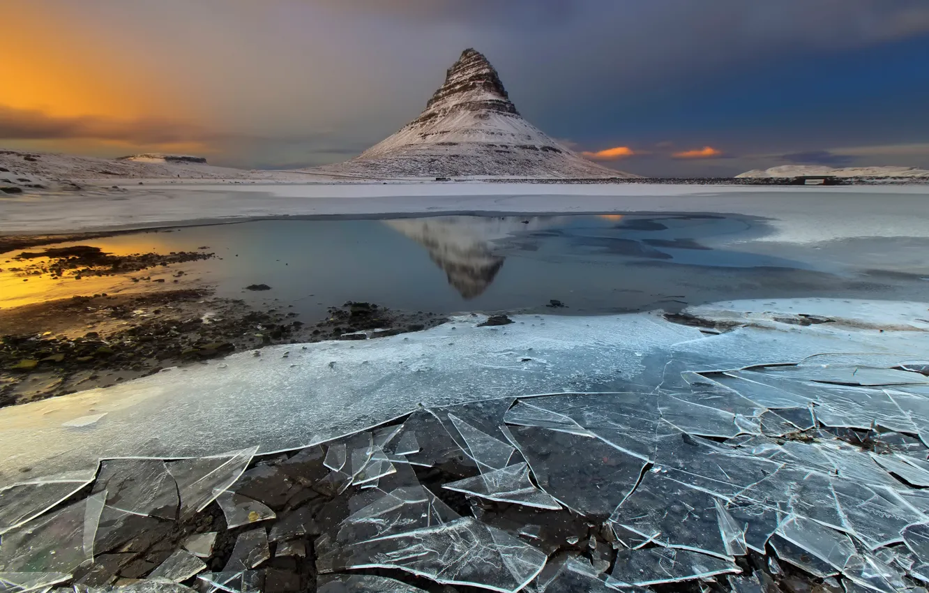 Photo wallpaper mountain, ice, Iceland