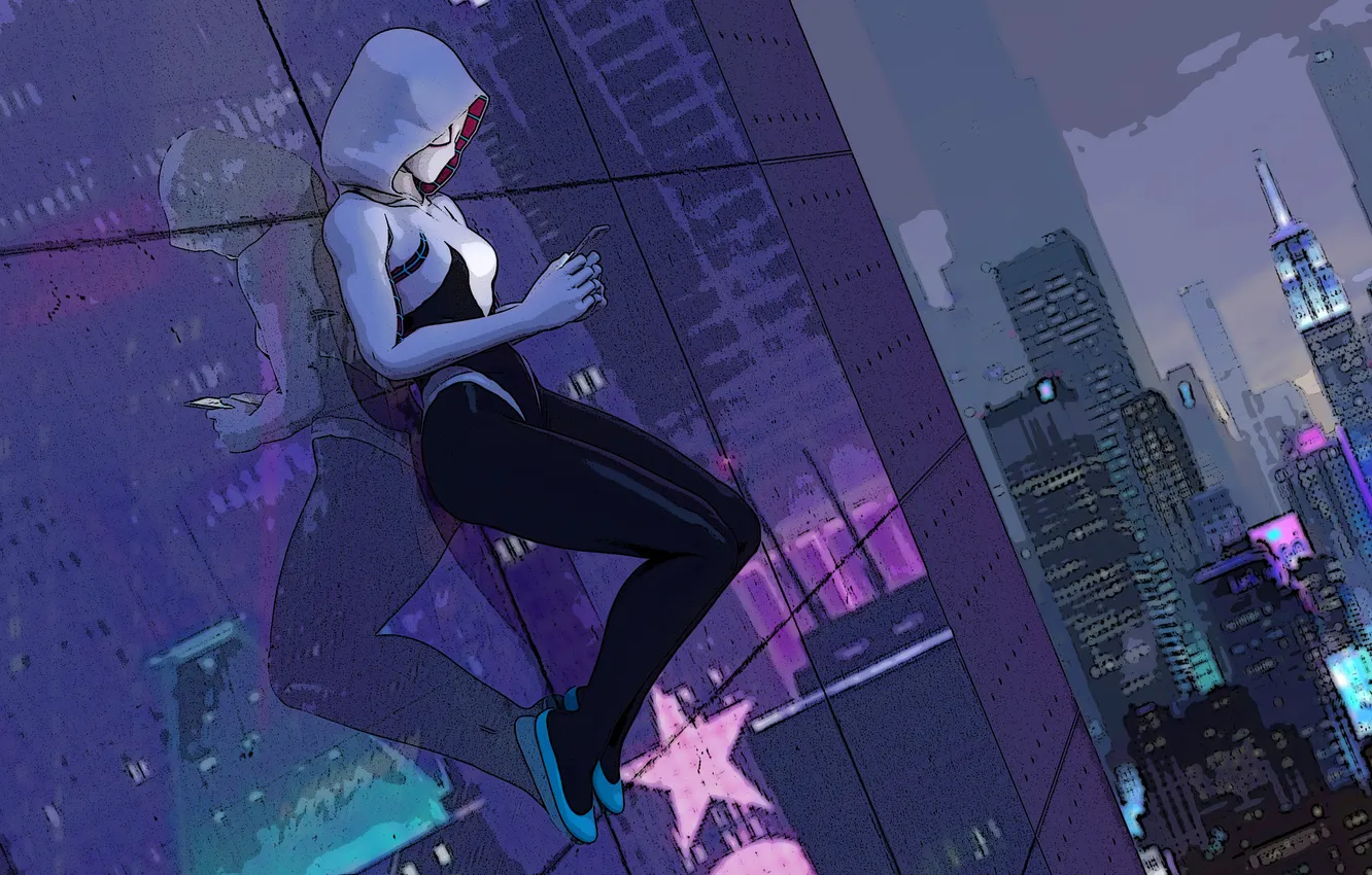 Photo wallpaper girl, Marvel, super hero, Spider Gwen, New - York, Comic Art