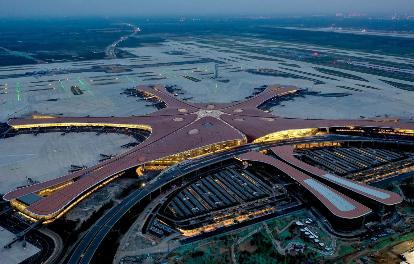 Photo wallpaper Airport, WFP, Terminal, Daxing, International airport Beijing Daxing, Beijing Daxing International Airport