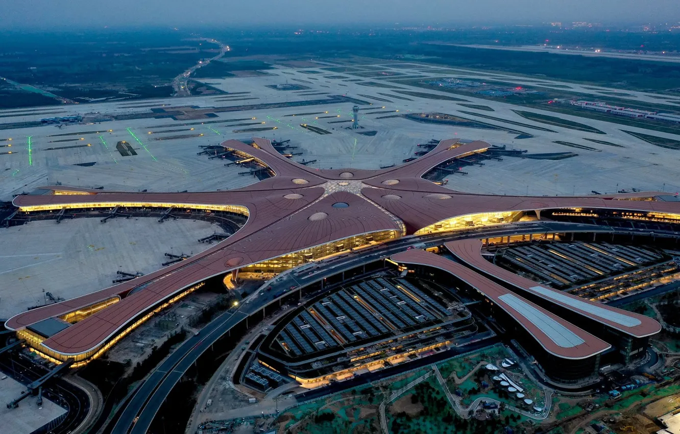 Photo wallpaper airport, WFP, Terminal, Daxing, International airport Beijing Daxing, Beijing Daxing International Airport