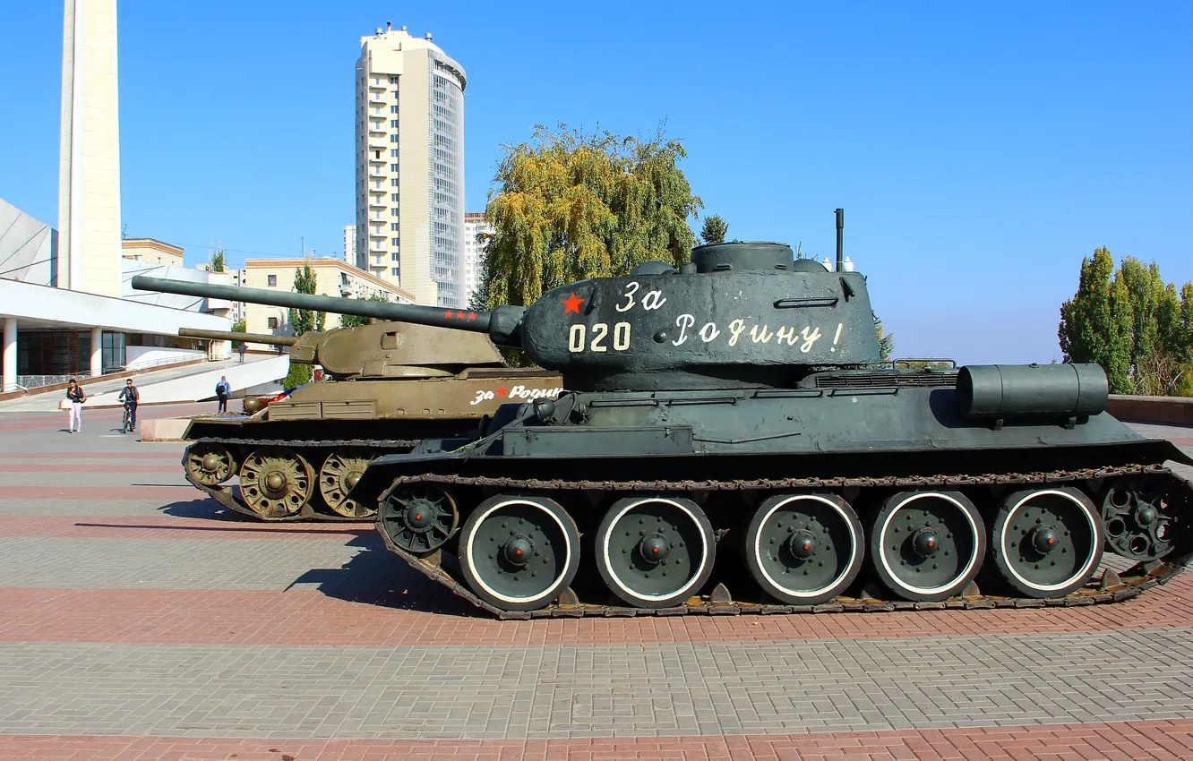 Photo wallpaper tank, T-34-85, T-34-76, Volgograd, Museum-panorama of the Battle of Stalingrad