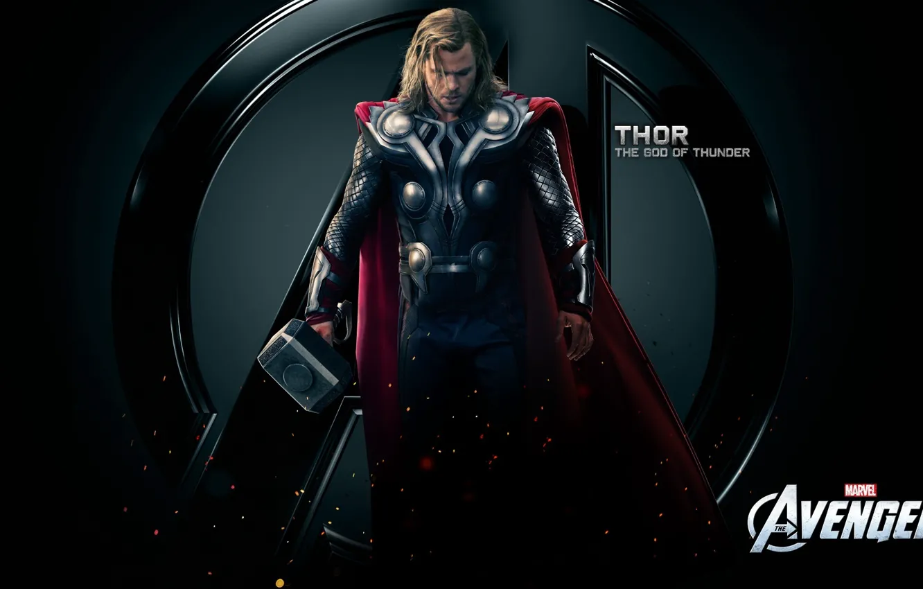 Photo wallpaper hammer, cloak, Thor, Thor, The Avengers, THE GOD OF THUNDER