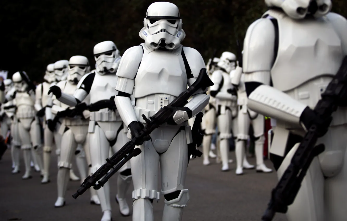 Photo wallpaper Star Wars, cosplay, fans, stornttopper uniform laser weapons, super army