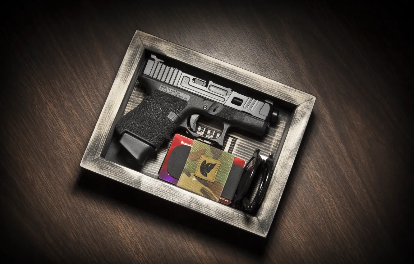 Photo wallpaper gun, box, Glock 26, self-loading