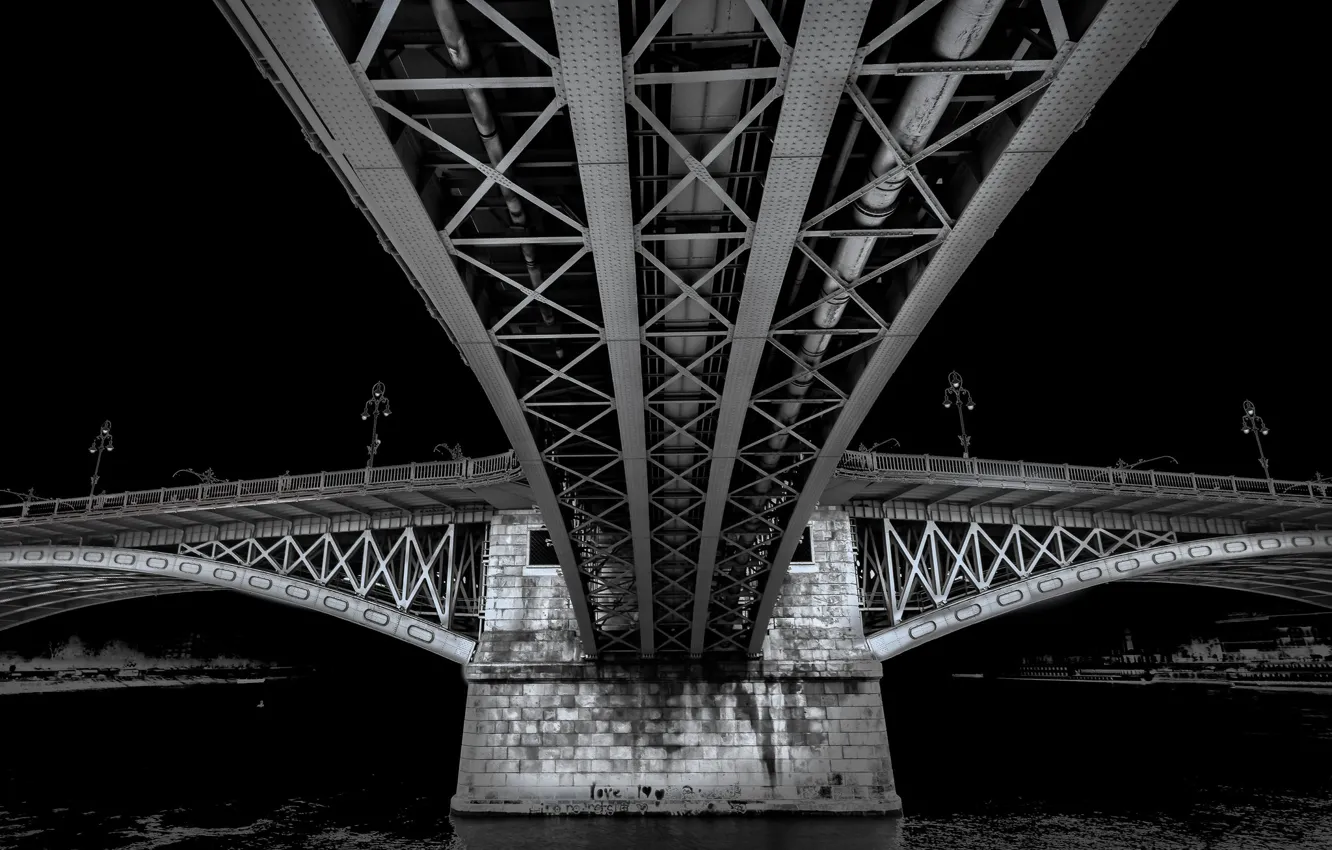 Photo wallpaper river, support, Budapest, The Danube, Margaret bridge