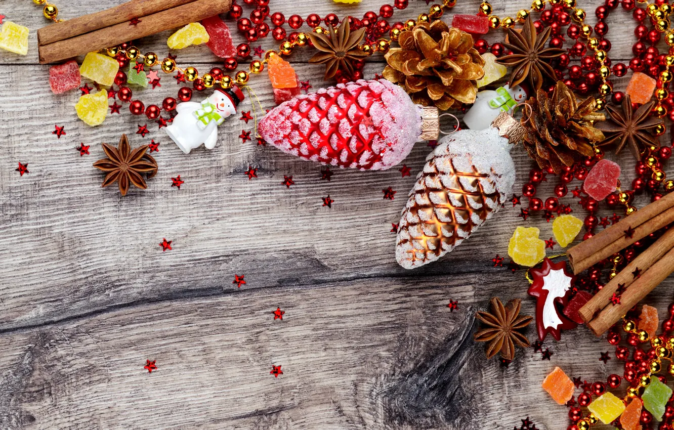 Photo wallpaper winter, toy, new year, Christmas, cinnamon, Christmas, bumps, New Year