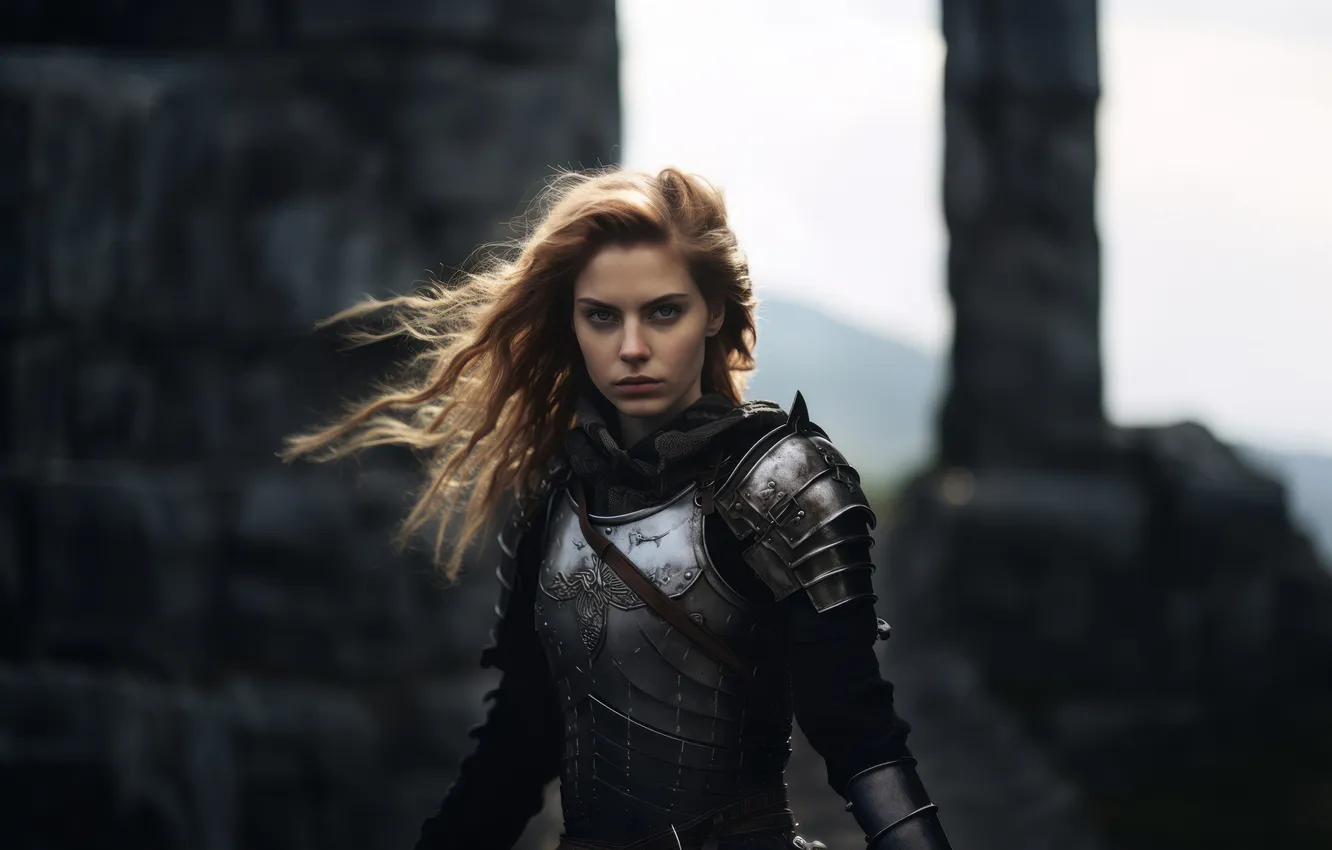 Photo wallpaper armor, warrior, female, medieval, portrait, times