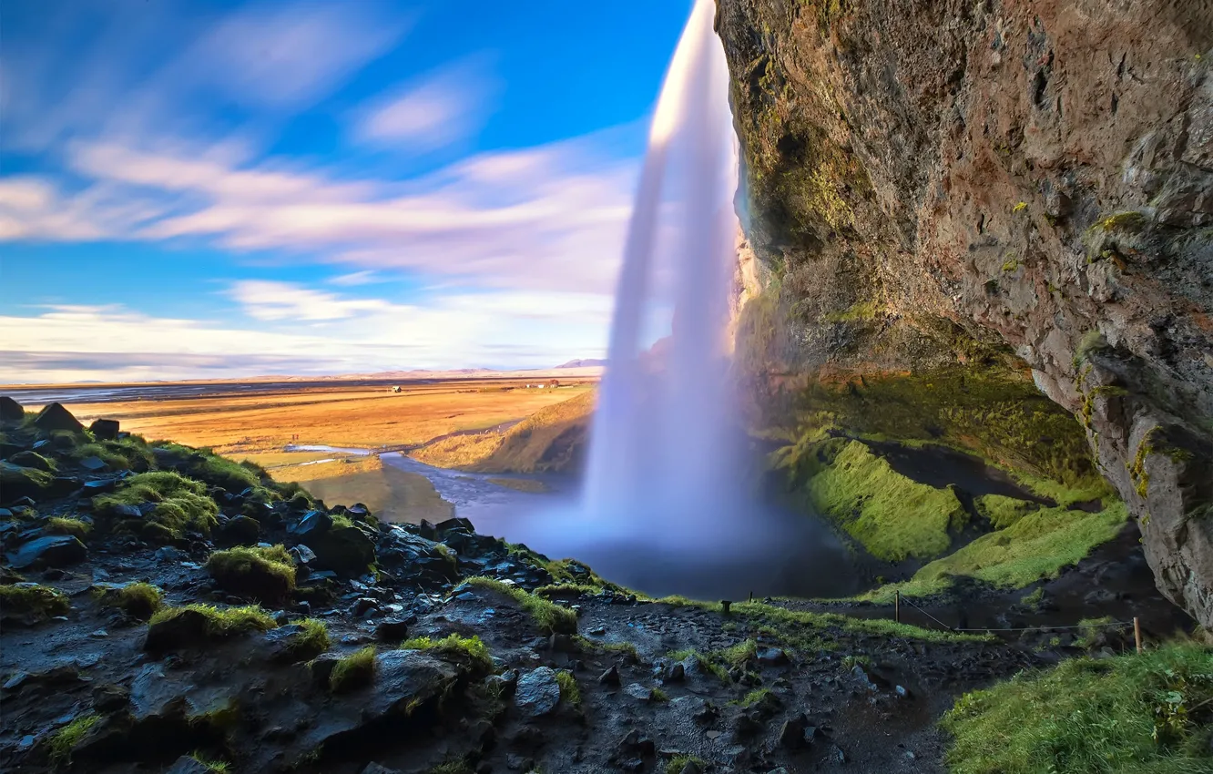 Photo wallpaper squirt, rocks, waterfall, Iceland