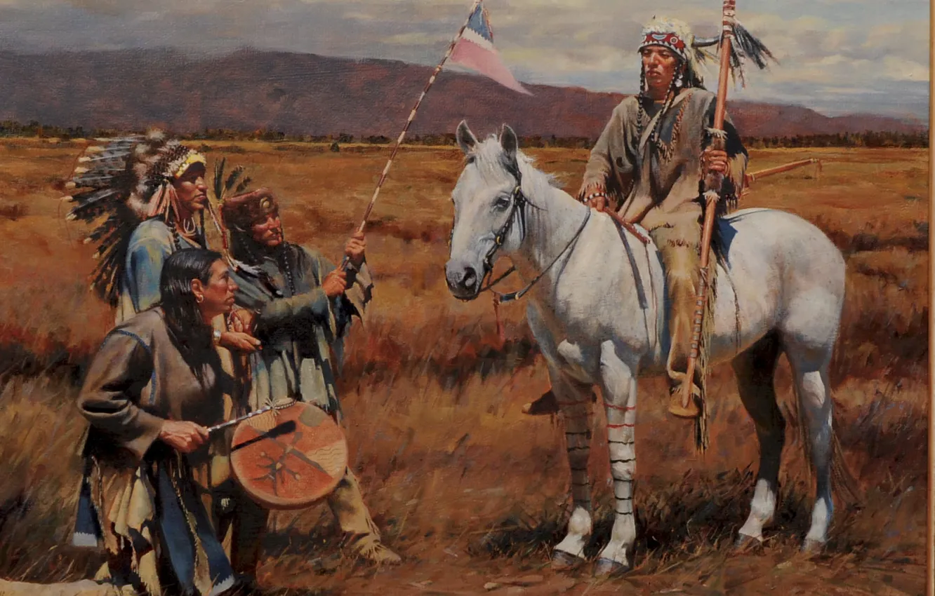 Photo wallpaper picture, painting, painting, John Fawcett, Honoring The Young Brave