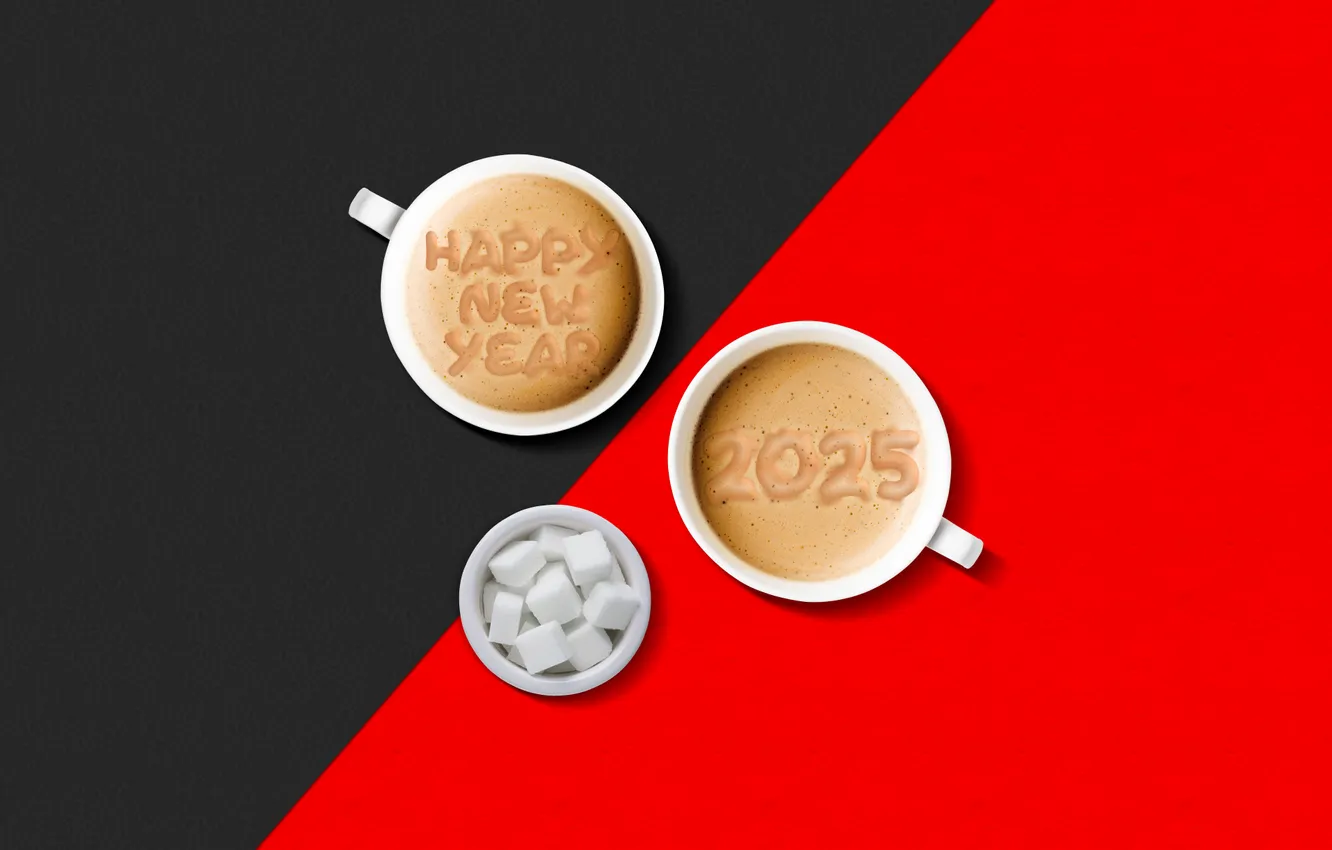 Photo wallpaper coffee, happy new year, 2025 Year