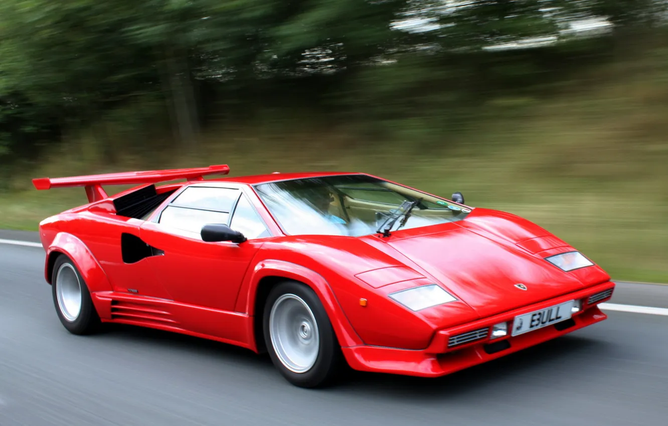 Photo wallpaper auto, red, Lamborghini, red, speed, Countach, LP5000