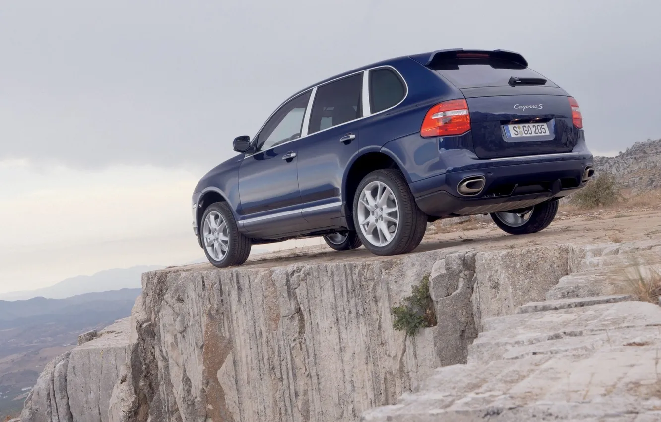 Photo wallpaper rocks, dal, Porsche, Porsche, the bushes, Cayenne