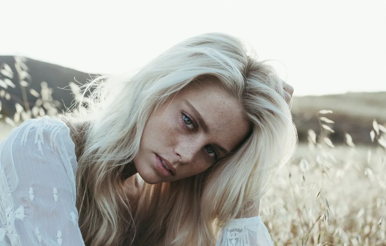 Photo wallpaper look, nature, face, mood, hair, blonde, Allison Holton