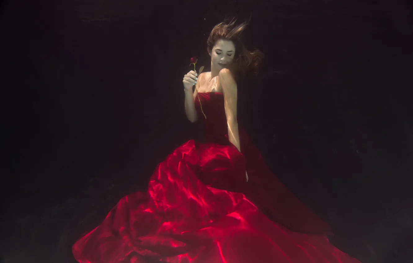 Photo wallpaper water, flowers, roses, dress, wu Gabriela Slegrova Solms