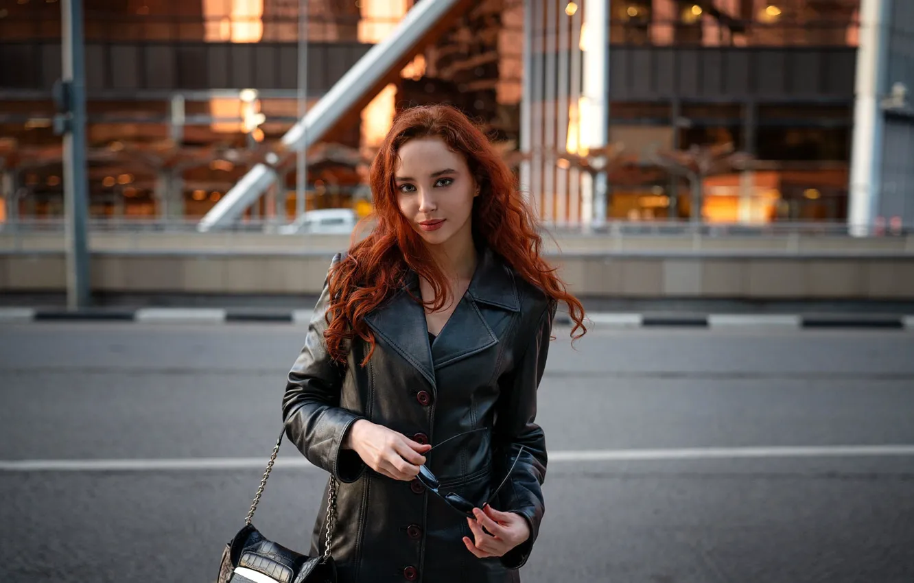 Photo wallpaper look, red, redhead, long hair, eyes, smile, pretty, lips