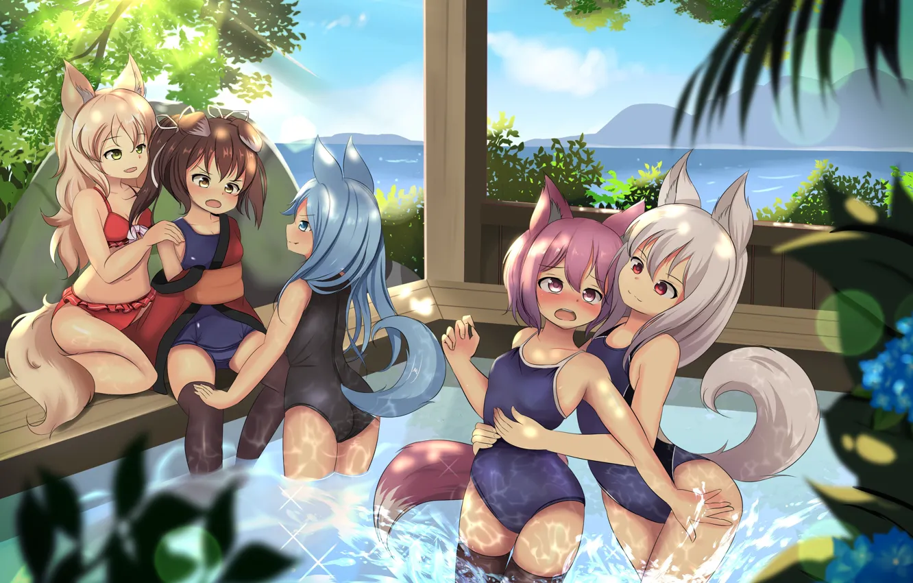 Photo wallpaper summer, pool, girl