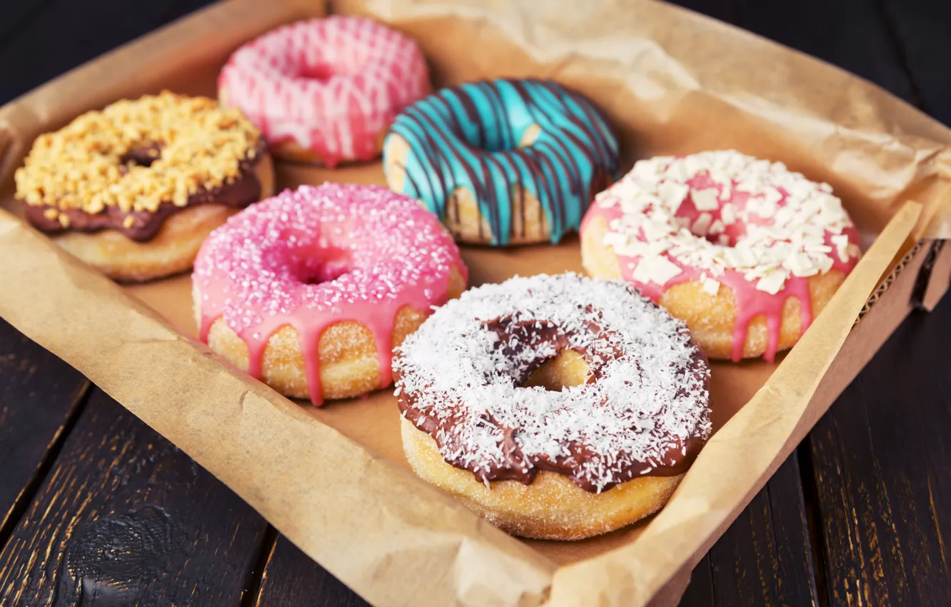 Photo wallpaper colorful, donuts, glaze, donuts